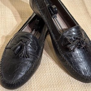 Men’s Slip-on Black Textured Leather with Tassel Shoe.  By Alfani